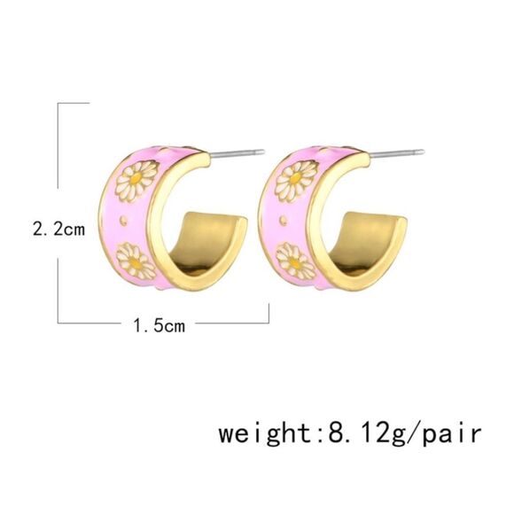 14k gold plated daisy earrings - Picture 4 of 4